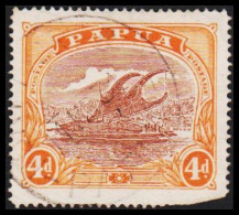 1916-1931. PAPUA. Lakatoi.  4 D. Perforated 14. Lower Right Corner Cut.  (Michel 56) - JF543857 - Papua New Guinea