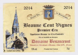 Etiquette " BEAUNE CENT VIGNES 1er Cru 2014 " Domaine Besancenot (2590)_ev372 - Bourgogne