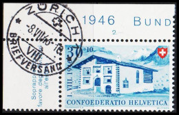 1946. HELVETIA - SCHWEIZ. PRO PATRIA 30+10 C With UPPER LEFT CORNER Margin. Beautifully Cancelled ZÜRICH 8... - JF543976 - Oblitérés