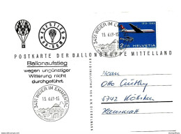 105 - 78 -carte Suisse Vol Ballon "Weier Im Emmental 1969" - Montgolfier