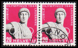 1944. HELVETIA - SCHWEIZ. 50 Years Olympic Comitee 20 C. Pair.  - JF543988 - Oblitérés