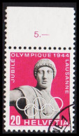 1944. HELVETIA - SCHWEIZ. 50 Years Olympic Comitee 20 C. With Upper Margin. - JF543989 - Oblitérés