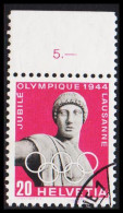 1944. HELVETIA - SCHWEIZ. 50 Years Olympic Comitee 20 C. With Upper Margin. - JF543989 - Used Stamps