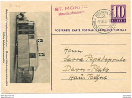 123 - 78 - Entier Postal "bureau Téléphonique Automobile" Oblti Spéciale St Moritz Mauritiusbrunnen 1937 - Marcophilie