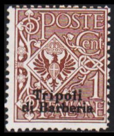 1909. TRIPOLI. Tripoli Di Barberia Overprint On CENT 1, Hinged.  (Michel 1) - JF544017 - Tripolitania