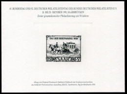 Sonderdruck Saarland 291 Tag Der Briefmarke 1950 - FAKSIMILE 1991 167x125 Mm - Privées & Locales