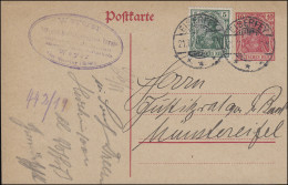 Postkarte P 107I + Germania 5 Darlehenskassen-Verein Zu Weyer EISERFEY 21.11.19 - Münzen