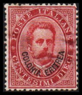 1893. ERITREA. POSTE ITALIANA COLONIA ERITREA Overprint On 10 (DIECI) C. Umberto I Hinged.  (Michel 4) - JF544043 - Eritrea