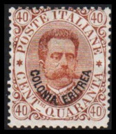 1893. ERITREA. POSTE ITALIANA COLONIA ERITREA Overprint On 40 C. Umberto I Hinged. (Michel 7) - JF544055 - Erythrée