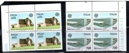 ITALIA REPUBBLICA ITALY REPUBLIC 1987 EUROPA UNITA CEPT SERIE COMPLETA ARCHITETTURA QUARTINA ANGOLO DI FOGLIO  BLOCK MNH - 1981-90: Mint/hinged