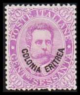 1893. ERITREA. POSTE ITALIANA COLONIA ERITREA Overprint On 60 C. Umberto I Hinged. (Michel 9) - JF544058 - Eritrea