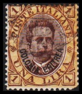 1893. ERITREA. POSTE ITALIANA COLONIA ERITREA Overprint On 1 LIRA Umberto I. Round Corner.  (Michel 10) - JF544059 - Eritrea