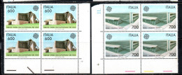 ITALIA REPUBBLICA ITALY REPUBLIC 1987 EUROPA UNITA CEPT SERIE COMPLETA ARCHITETTURA QUARTINA ANGOLO DI FOGLIO  BLOCK MNH - 1981-90: Nieuw/plakker