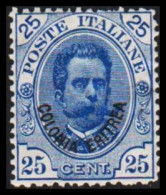 1895-1898. ERITREA. POSTE ITALIANA COLONIA ERITREA Overprint On 25 C. Umberto I. Hinged. (Michel 17) - JF544076 - Erythrée