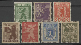 1-7A Berliner Bär/Eiche 1945, 7 Werte, Gezähnt, ** - Berlín & Brandenburgo