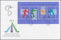 Finnland Block 8 Alpinskifahren 1991 Schmuck-FDC ESSt Slalom Und Stange 4.10.90  - Inverno