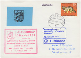 Lufthansa-Sonderflug LH 779 Namensgebung "Flensburg" Für Boeing 737 Am 16.2.1968 - First Flight Covers