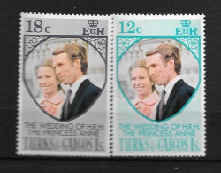 1973 - TURKS ET CAIQUES - Mariage Princesse Anne - Joint Issues