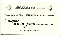 Alitalia Cartoncino Ufficiale Del Volo Roma - Buenos Aires - Luftpost