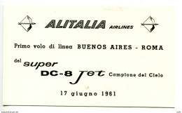 Alitalia Cartoncino Ufficiale Del Volo Roma - Buenos Aires - Airmail