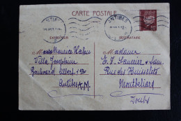 1941-43 PETAIN 80C BRUN-ROUGE SUR CHAMOIS OMEC SS FIN ANTIBES DU 20/XI/1941 POUR MONTBELIARD - Standard Postcards & Stamped On Demand (before 1995)
