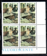 ITALIA REPUBBLICA ITALY REPUBLIC 1987 LOTTA CONTRO L'ALCOLISMO FIGHT AGAINST ALCOHOLISM QUARTINA ANGOLO DI FOGLIO MNH - 1981-90: Mint/hinged