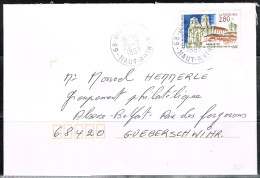 REL-L76 - FRANCE N° 2825 Abbaye De La Chaise-Dieu Sur Lettre De Hirtzbach 1993 - Briefe U. Dokumente