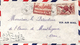 Lettre Avion Pour La France 1948 Affranchissement 21 F. Cayenne - Lettres & Documents