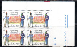 ITALIA REPUBBLICA ITALY REPUBLIC 1987 SCUOLA MILITARE NUNZIATELLA QUARTINA ANGOLO DI FOGLIO BLOCK MNH - 1981-90: Neufs