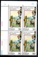 ITALIA REPUBBLICA ITALY 1987 FOLCLORE ITALIANO FOLKLORE GIOSTRA DELLA QUINTANA FOLIGNO QUARTINA ANGOLO DI FOGLIO MNH - 1981-90: Nieuw/plakker