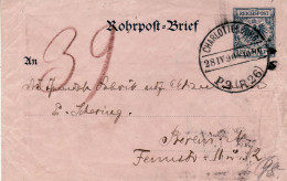 GERMANY EMPIRE 1890 COVER  MiNr RU 2 SENT FROM CHARLOTTENBURG TO BERLIN - Briefe