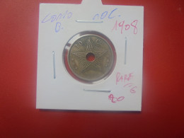 CONGO BELGE 10 Centimes 1908 (Date + Rare) (A.1) - 1885-1909: Leopold II
