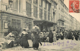 06 - Nice - Le Marché Aux Fleurs - Animée - CPA - Oblitération Ronde De 1909 - Voir Scans Recto-Verso - Mercadillos