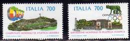 ITALIA REPUBBLICA ITALY REPUBLIC 1987 ATLETICA LEGGERA ATHLETICS OLYMPHILEX ESPOSIZIONE DI FILATELIA SERIE COMPLETA MNH - 1981-90: Mint/hinged