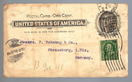 DE NEW YORK POUR STRASBOURG - 1900 - - Lettres & Documents