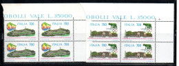 ITALIA REPUBBLICA ITALY 1987 ATLETICA LEGGERA OLYMPHILEX ESPOSIZIONE DI FILATELIA SERIE QUARTINA  ANGOLO DI FOGLIO MNH - 1981-90:  Nuovi