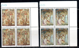 ITALIA REPUBBLICA ITALY REPUBLIC1987 NATALE CHRISTMAS NOEL WEIHNACHTEN NAVIDAD NATAL SERIE QUARTINA ANGOLO DI FOGLIO MNH - 1981-90: Nieuw/plakker