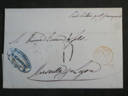 C  ITALIA  2 SICILES  BELLE  LETTRE RRR SIGNEE 1854   NAPOLI   A MARSEILLE LYON  + +AFF. INTERESSANT++ - Sicily