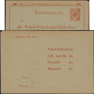 Berlin 1890. Entier Postal Timbré Sur Commande. Poste Privée. Succursale Des Pétroles Nobel. Raffiné, Cristal, Diamant - Prix Nobel