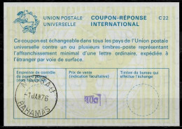 BAHAMAS La22B  Violet 40c  International Reply Coupon Reponse Antwortschein IAS IRC O NASSAU 01.01.76 First Day Of Issue - Bahamas (1973-...)