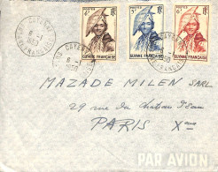 Enveloppe Avion Pour Paris 1950 Affranchissement 15 F Oblitération De Cayenne - Lettres & Documents