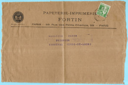 Devant De Lettre à En-tête Papeterie-Imprimerie FORTIN, Rue Des Petits-Champs 75001 Paris, Avec Timbre Type PAIX N° 280 - 1932-39 Vrede