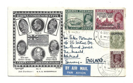 GREAT BRITAIN UNITED KINGDOM ENGLAND COLONIES - BURMA MYANMAR - 1940 FDC AIRMAIL REAL CIRCULATION - Burma (...-1947)