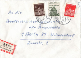 ! Bund Einschreibe Brief Aus Hamburg Marke Mit Starker Verschiebung Des Druckbildes Dauerserie Deutsche Bauwerke Nr. 460 - Errors & Oddities