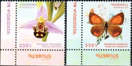 Armenia 2020 "Flora And Fauna Of Armenia. Butterfly "Romanoff's Hairstreak"& "Bee Orchid" 2v Quality:100% - Armenia