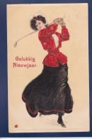 CPA Golf Gaufrée Relief Femme Woman Circulée - Golf