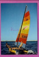 Mediterrannée Aux Plage D'or - Une Femme Sein Nu Sur Un Catamaran Voile - Pin-Ups