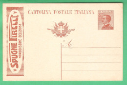 REGNO D'ITALIA 1923 CARTOLINA POSTALE VEIII MICHETTI MIL. 23 PUBBLICITA' PIRELLI SPUGNE (FILAGRANO R5-22) 30 C NUOVA - Entiers Postaux