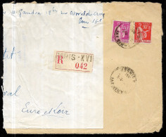 1934 Fragment Lettre Recommandée Paris XVI Timbre Type PAIX N° 285 + 289 YT - 1932-39 Paix