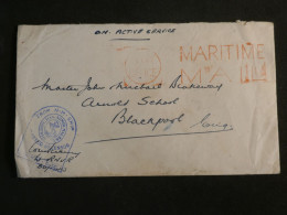 DL4 GREAT BRITAIN   BELLE LETTRE MARITIME CENSORED  ON ACTIVE SERVICE 1945 ENV.  ++AFF. INTERESSANT++ - Brieven En Documenten